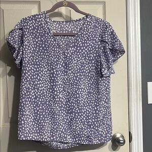 SHEIN Purple and White Patterned Blouse